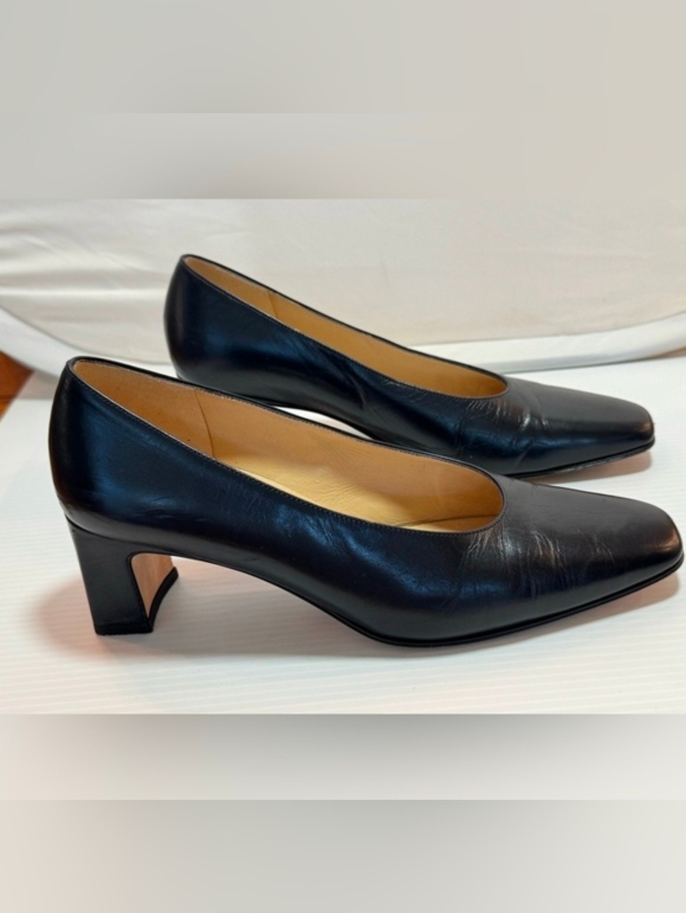 Amalfi Black Leather Block Heel Pumps (Nordstrom Exclusive) 6.5 Flight Attendant